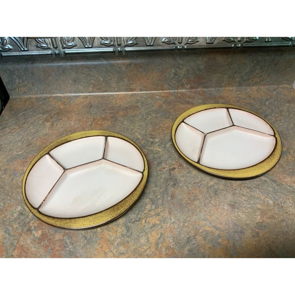 Buckeburg German Fodue‎ Plates , Mid Century, Stoneware Art Pottery Modern set 2